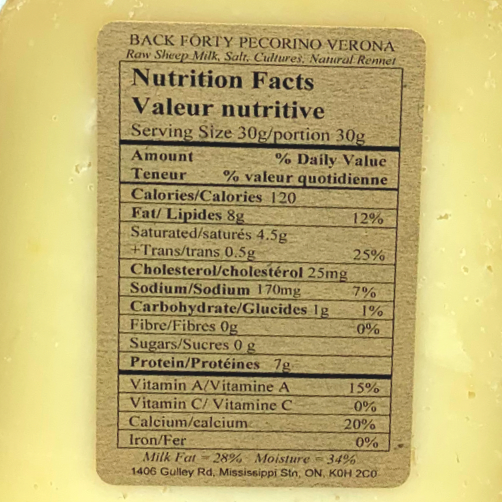 Back Forty Artisan Cheese- Pecorino Verona Cheese