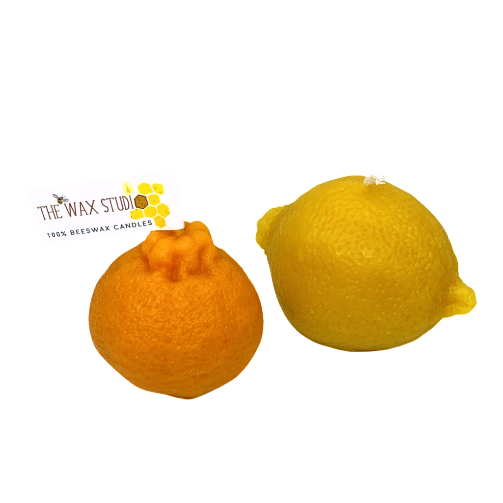 The Wax Studio- Lemon & Orange Beeswax Candle Pair