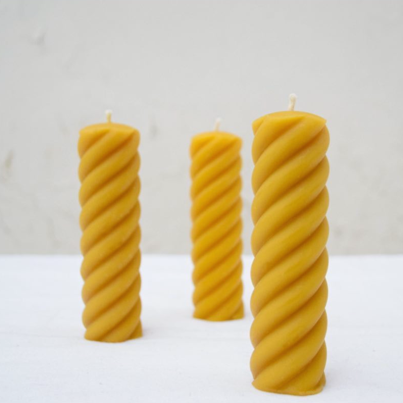 The Wax Studio- Natural Twisted Pillar Candle