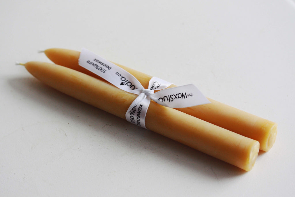 The Wax Studio- Beeswax taper pair of candles (8" smooth in natural yellow)